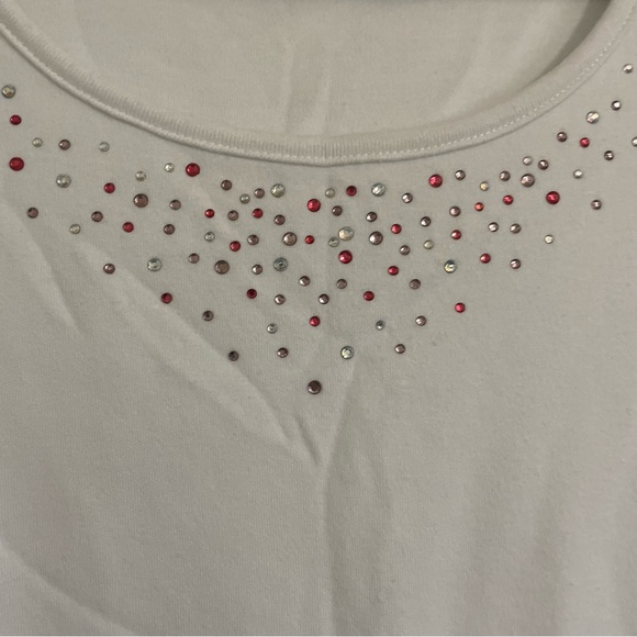 Vintage Quacker Factory ladies White Sleeveless Top with Embellishments‎ size L - Picture 2 of 4